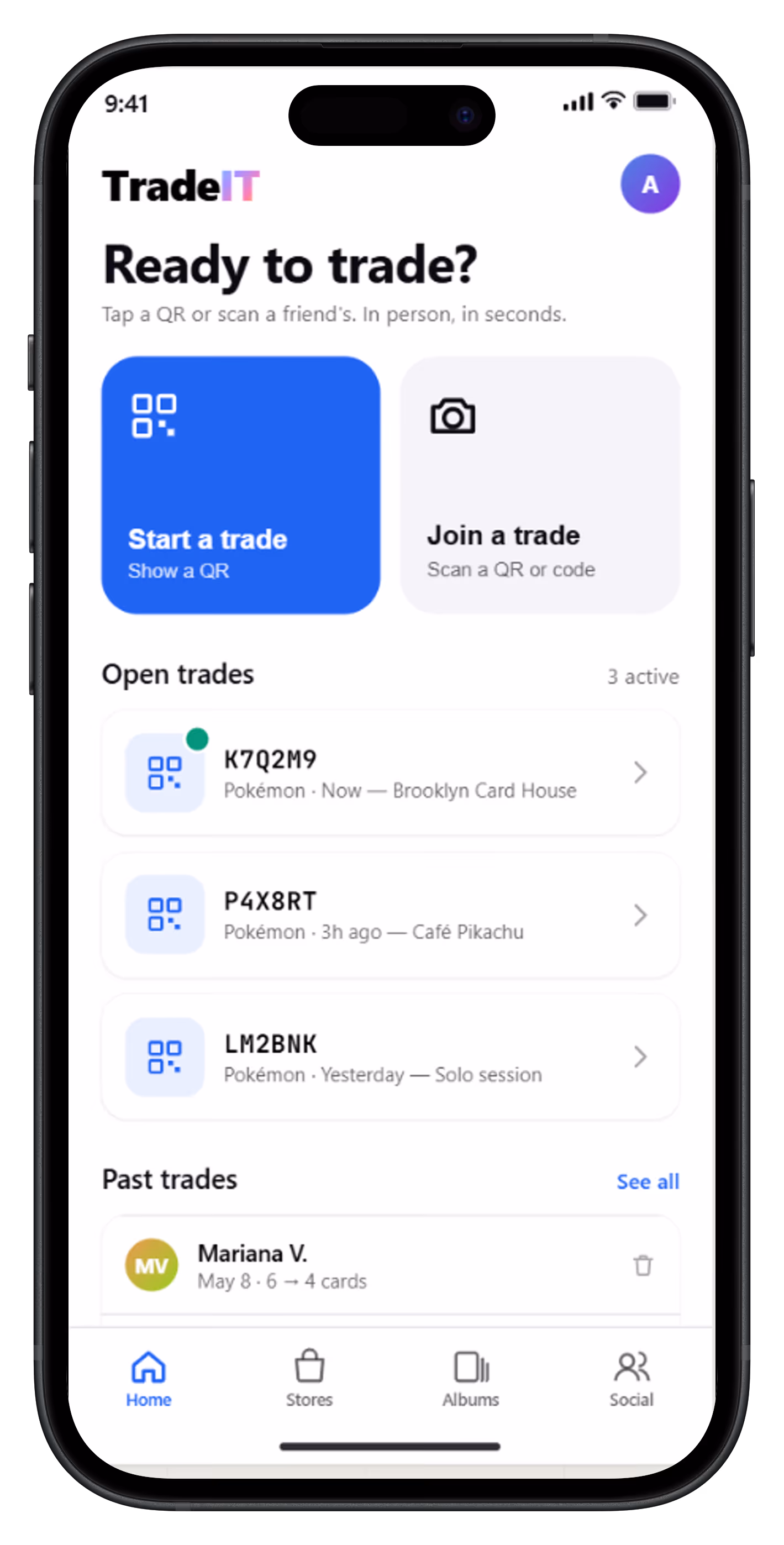 TradeIT app on a smartphone